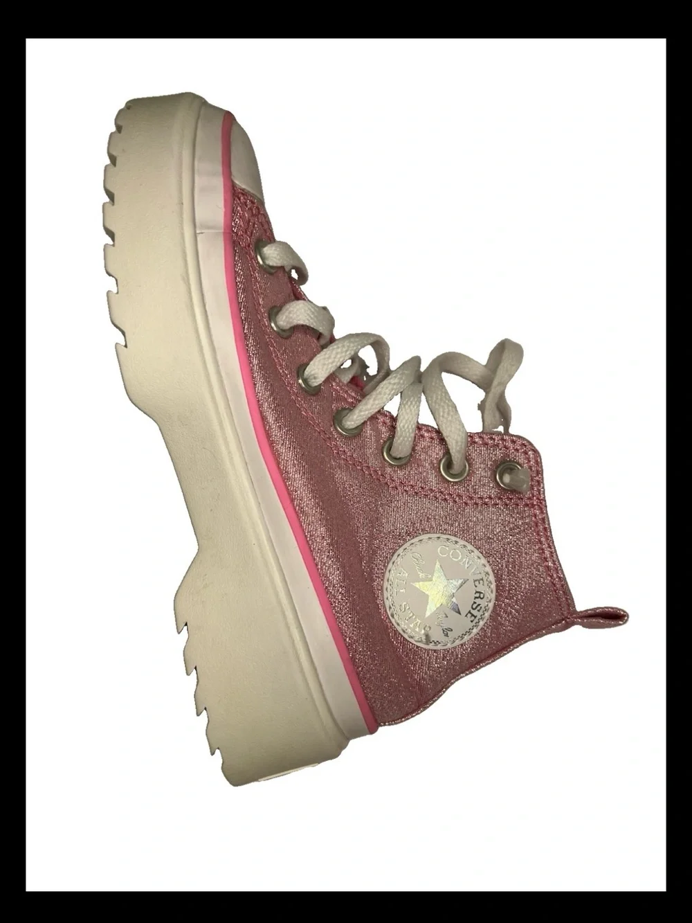 Converse Kids' Chuck Taylor All Star Lugged High TopSneaker Pink Glitter Size 2
